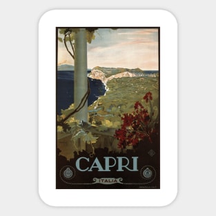 Capri, Italy - Vintage Travel Poster Design Sticker
